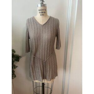 Vintage Loranza Romanza Cotton/Linen Silver Tunic Sweater Size Medium